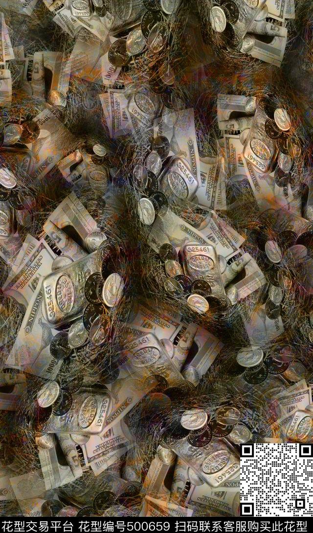 抽象画复古风男女混搭数码印花华亿平台下载（图片编号: 500659） - 瓦栏（Walan）