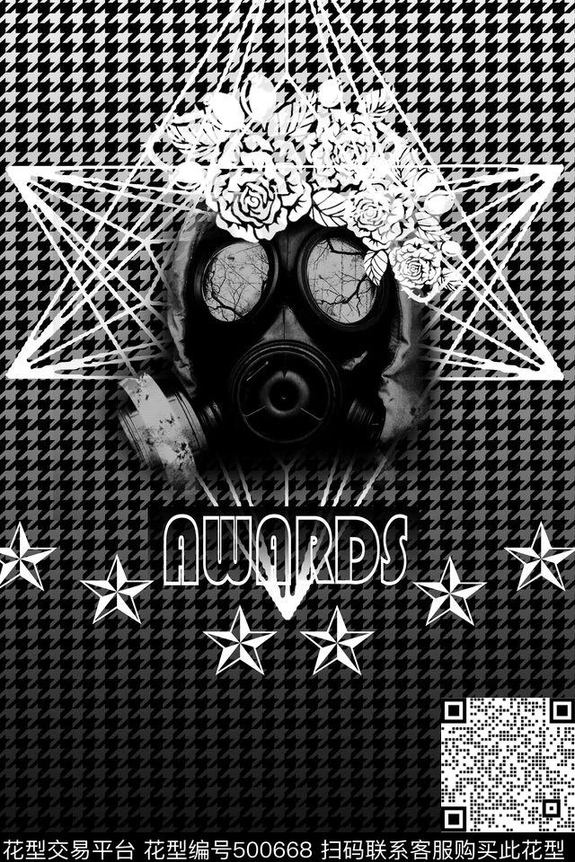 潮流定位诡异面具传统印花华亿平台下载（图片编号: 500668） - 瓦栏（Walan）