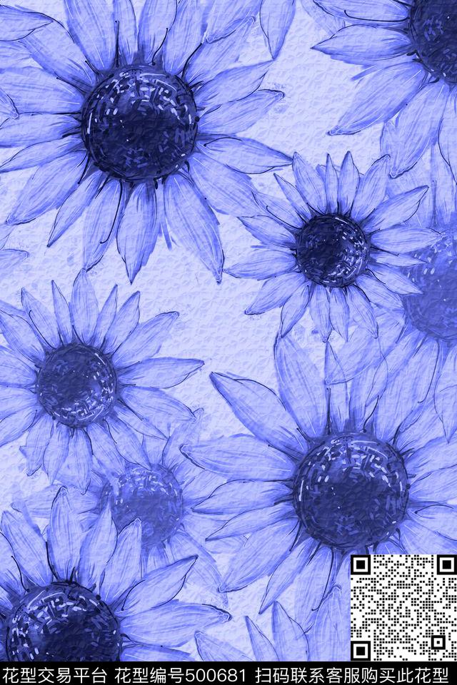 梦幻花卉流行时尚数码印花华亿平台下载（图片编号: 500681） - 瓦栏（Walan）
