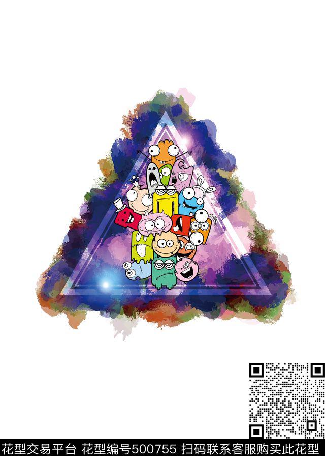 卡通卡通人物泼墨肌理数码印花华亿平台下载（图片编号: 500755） - 瓦栏（Walan）