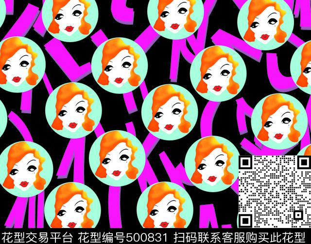 卡通梦露头像数码印花华亿平台下载（图片编号: 500831） - 瓦栏（Walan）