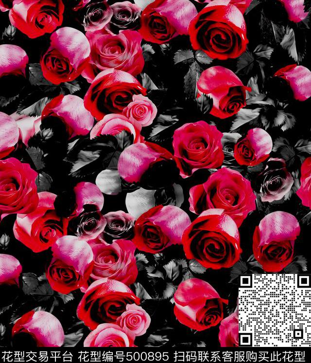 纪梵希玫瑰满版数码印花华亿平台下载（图片编号: 500895） - 瓦栏（Walan）