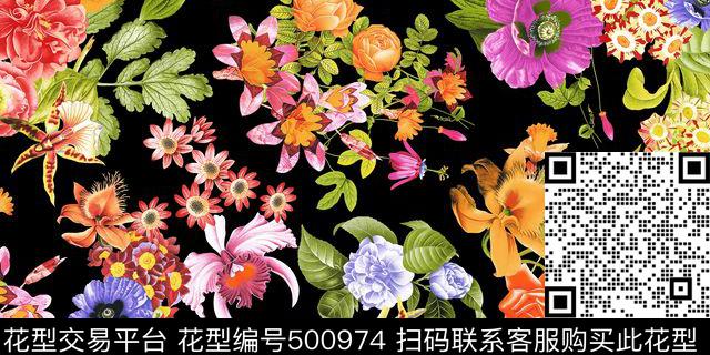 现代花卉时装数码印花华亿平台下载（图片编号: 500974） - 瓦栏（Walan）