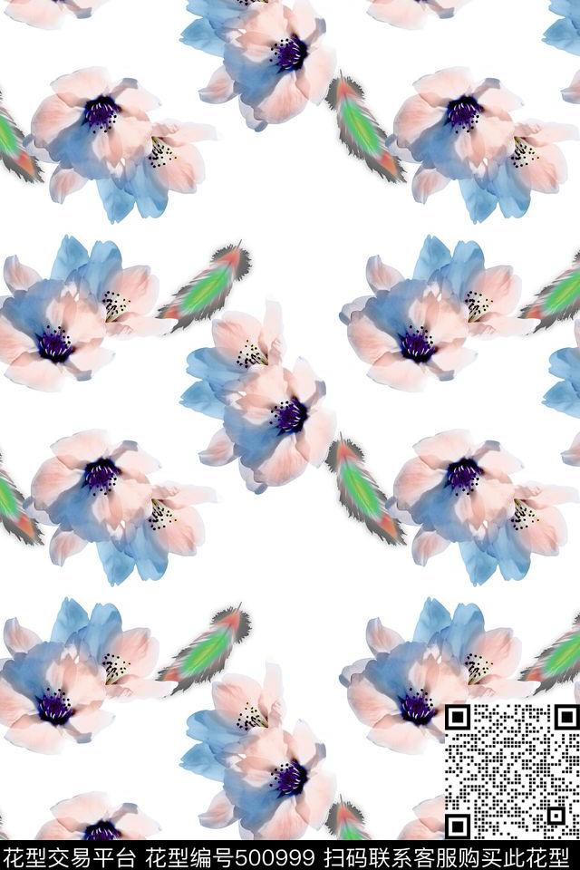 手绘水彩水墨数码印花华亿平台下载（图片编号: 500999） - 瓦栏（Walan）