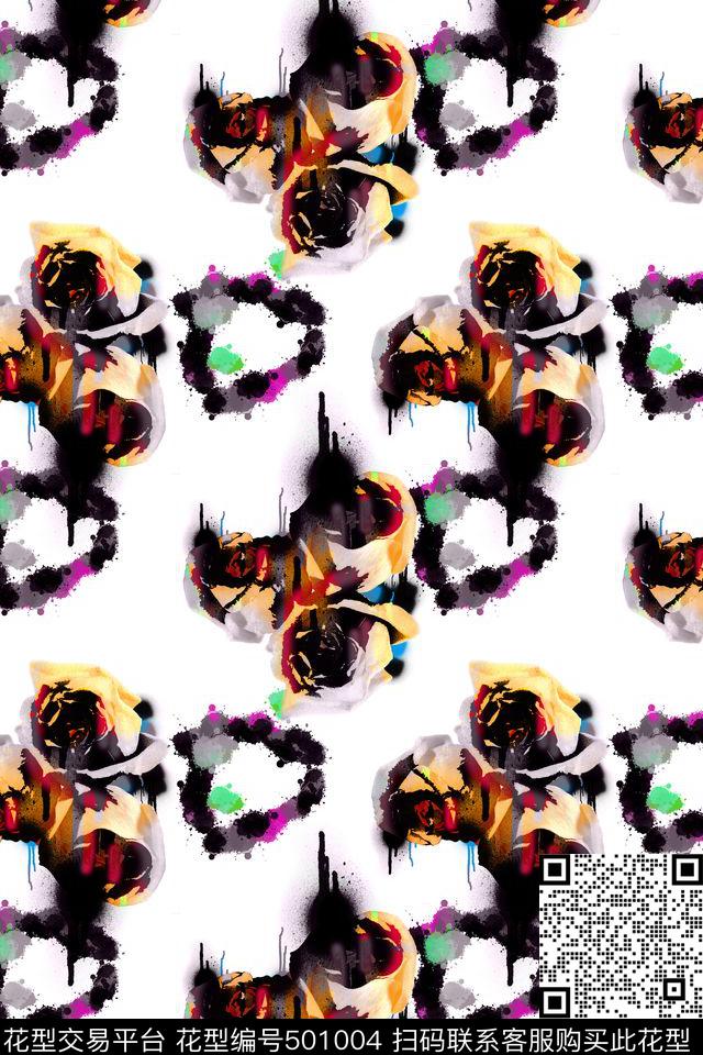 原创手绘水彩数码印花华亿平台下载（图片编号: 501004） - 瓦栏（Walan）