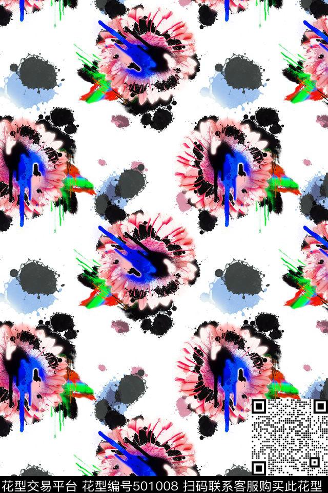 原创手绘花卉数码印花华亿平台下载（图片编号: 501008） - 瓦栏（Walan）