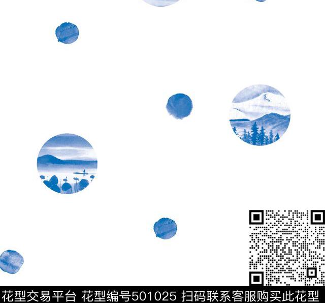 波点点风景传统印花华亿平台下载（图片编号: 501025） - 瓦栏（Walan）
