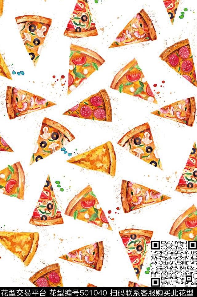 趣味印花披萨满版食物印花数码印花华亿平台下载（图片编号: 501040） - 瓦栏（Walan）