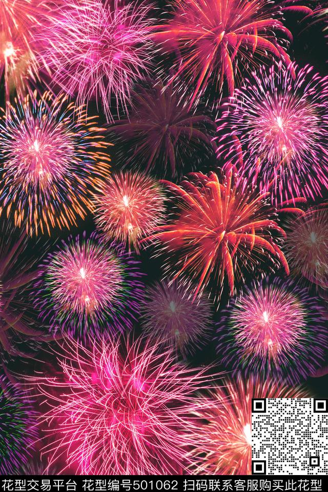 风景女装烟花元素数码印花华亿平台下载（图片编号: 501062） - 瓦栏（Walan）