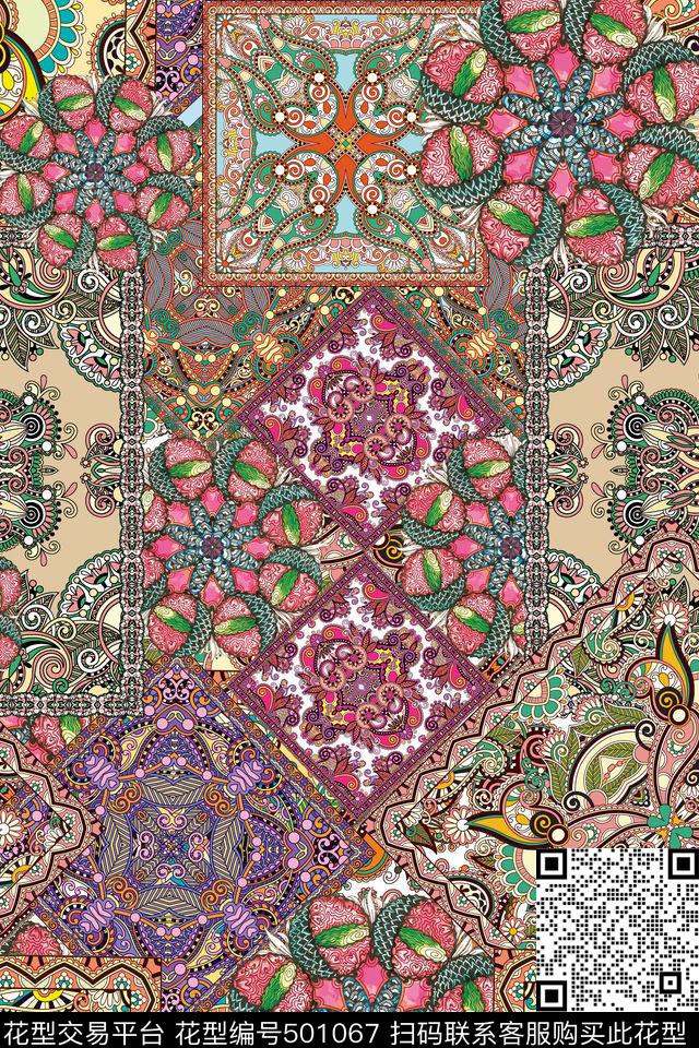 潮流时尚大牌传统花纹民族风传统印花华亿平台下载（图片编号: 501067） - 瓦栏（Walan）