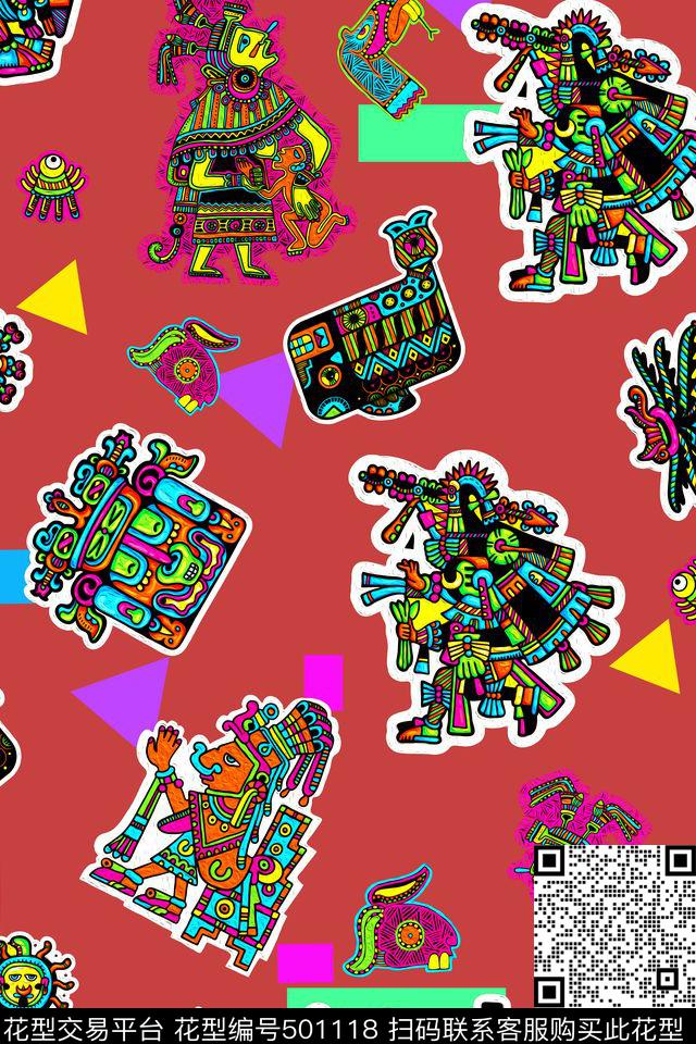 中国风卡通戏曲人物数码印花华亿平台下载（图片编号: 501118） - 瓦栏（Walan）