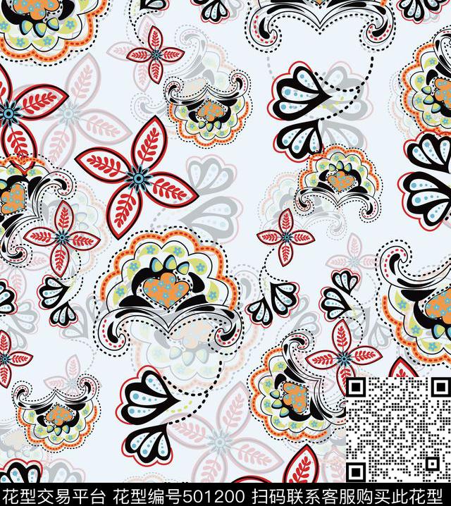 潮流女装潮流时尚民族花卉传统印花华亿平台下载（图片编号: 501200） - 瓦栏（Walan）