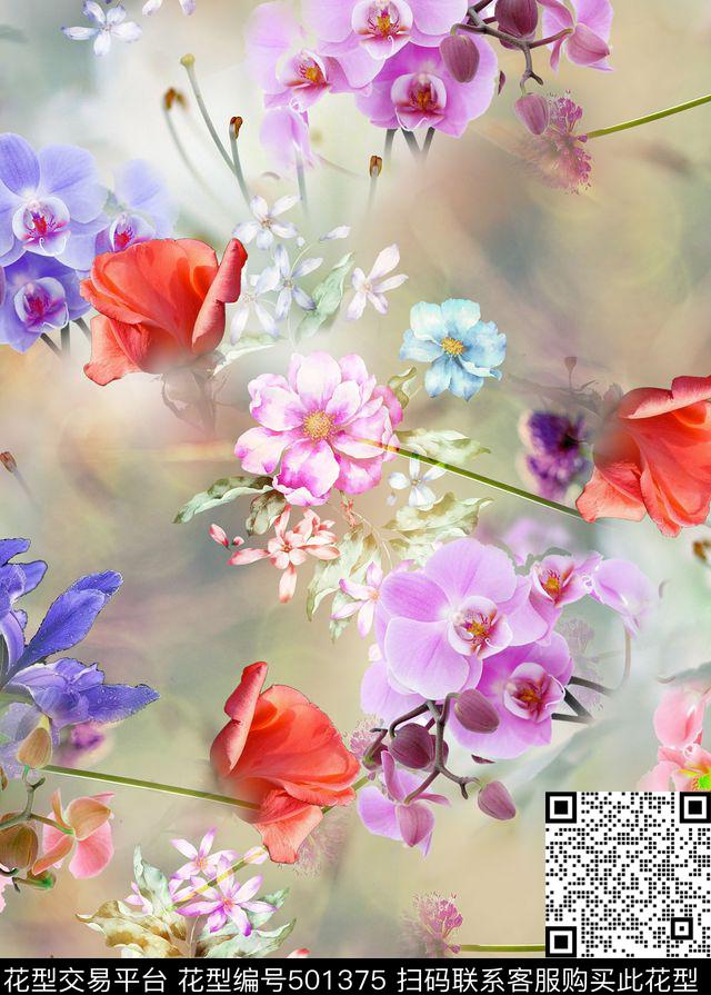 花卉蔷薇云梦数码印花华亿平台下载（图片编号: 501375） - 瓦栏（Walan）