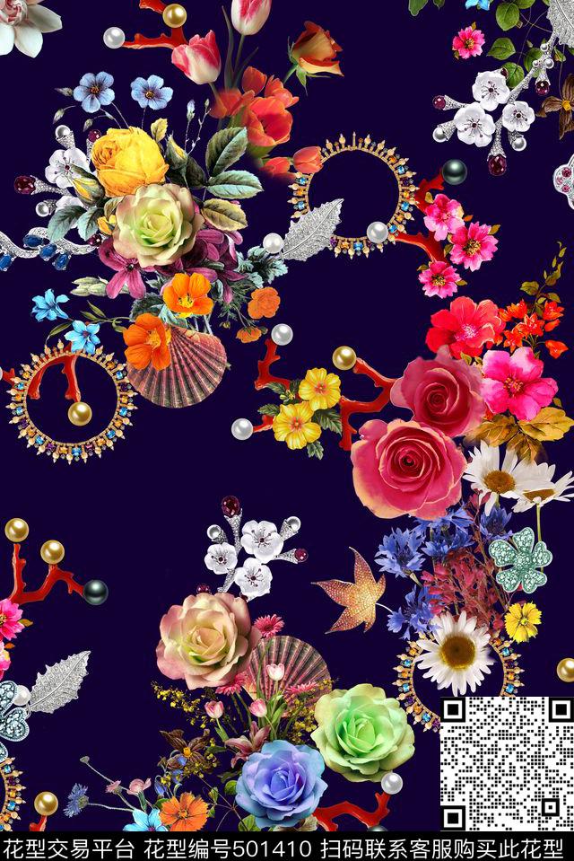 写实珠宝、花卉、贝壳男装、卡通、矢量图数码印花华亿平台下载（图片编号: 501410） - 瓦栏（Walan）