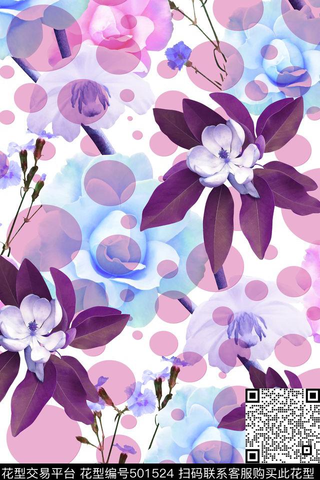 简洁背景清新写实花卉数码印花华亿平台下载（图片编号: 501524） - 瓦栏（Walan）