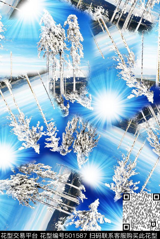 照片景观西北树木蓝色风景数码印花华亿平台下载（图片编号: 501587） - 瓦栏（Walan）