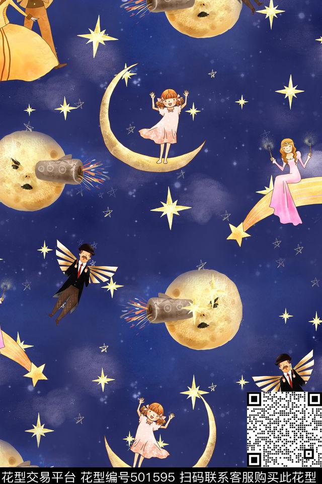 时尚梦幻卡通数码印花华亿平台下载（图片编号: 501595） - 瓦栏（Walan）