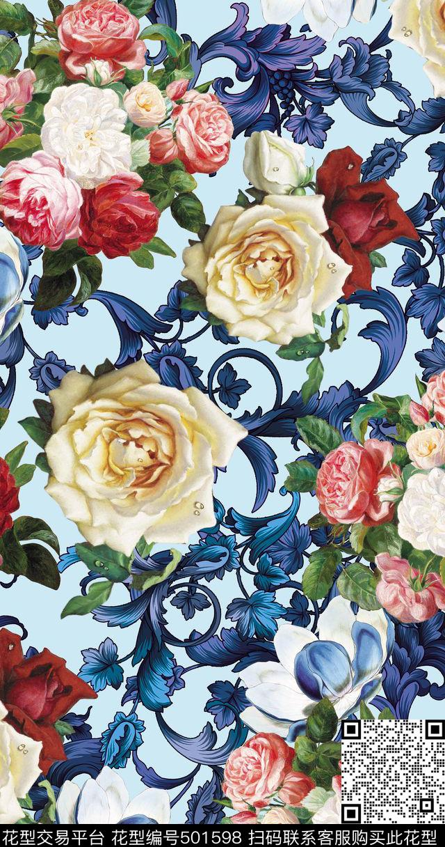 女装潮流时尚大牌传统花纹数码印花华亿平台下载（图片编号: 501598） - 瓦栏（Walan）