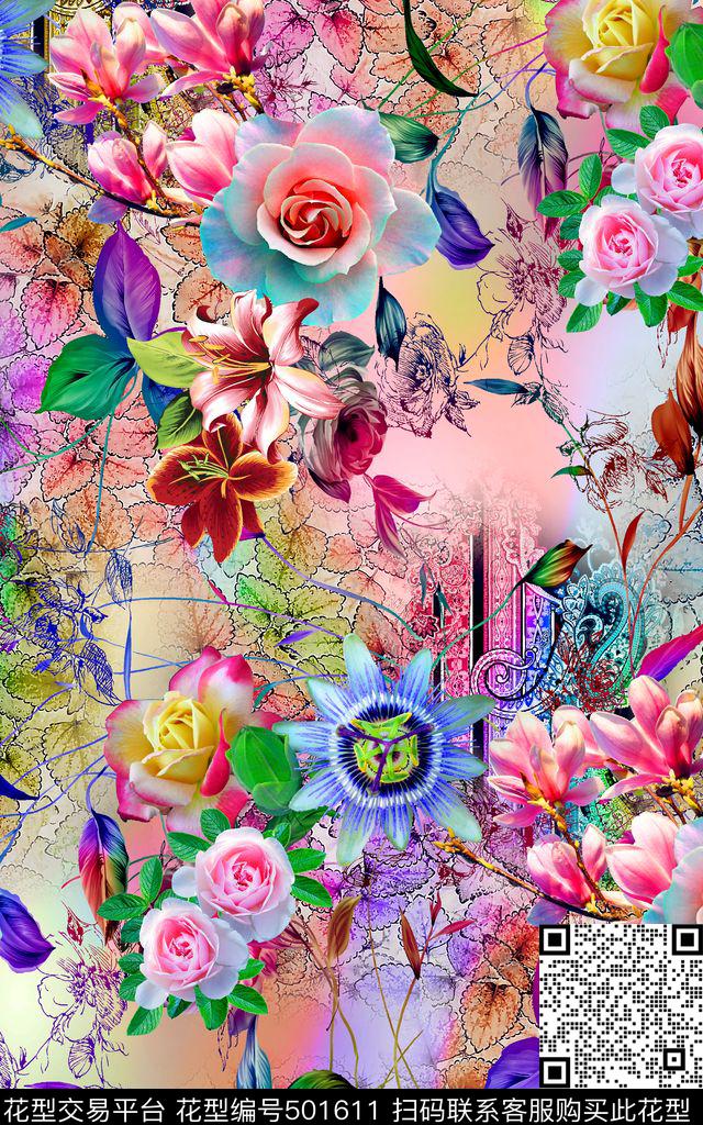 抽象大方短裤数码印花华亿平台下载（图片编号: 501611） - 瓦栏（Walan）