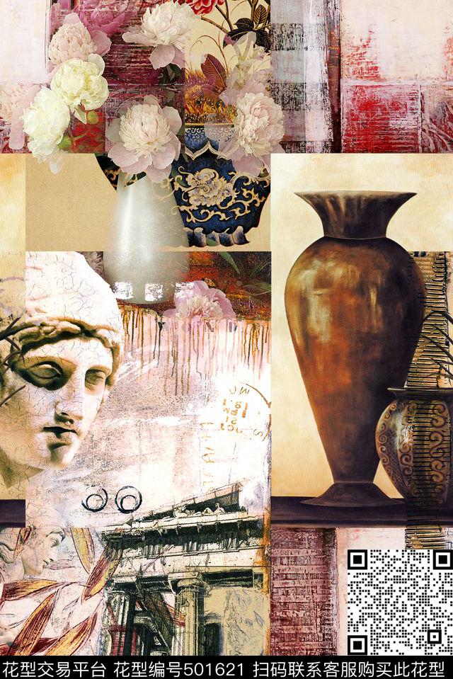 海报雕塑油画男士衬衫女士春装欧美复古数码印花华亿平台下载（图片编号: 501621） - 瓦栏（Walan）