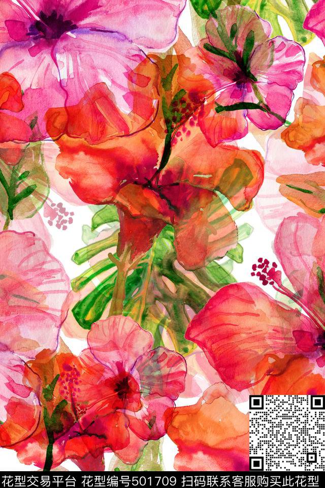 大牌花卉粉色数码印花华亿平台下载（图片编号: 501709） - 瓦栏（Walan）