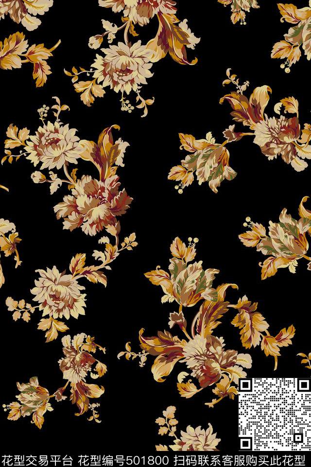 花卉花朵传统传统印花华亿平台下载（图片编号: 501800） - 瓦栏（Walan）