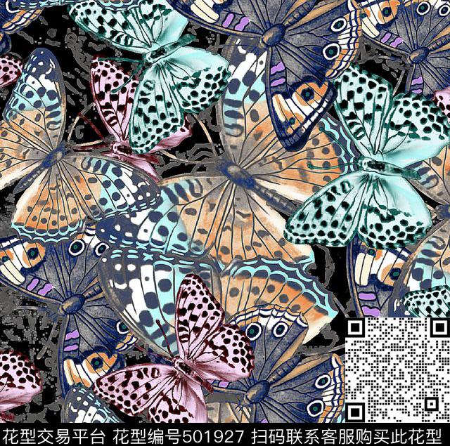 现代蝴碟组合数码印花华亿平台下载（图片编号: 501927） - 瓦栏（Walan）