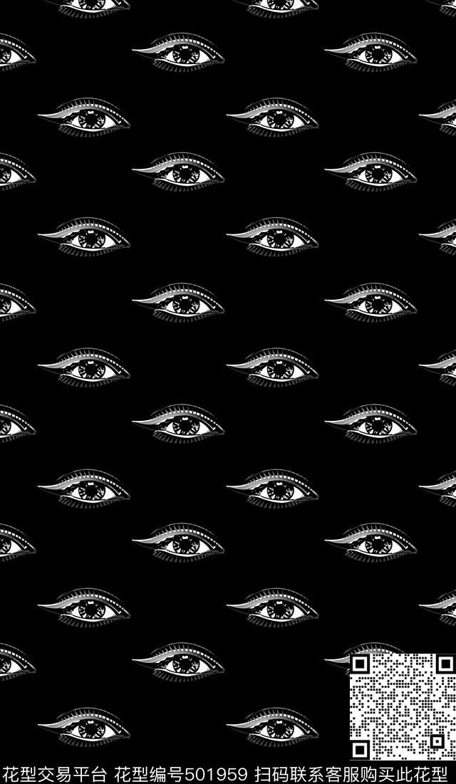 几何抽象人体五官立体眼睛品牌设计大牌设计创意时尚潮流简洁大气大方得体优雅典雅数码印花服装家访沙发布窗帘传统印花华亿平台下载（图片编号: 501959） - 瓦栏（Walan）
