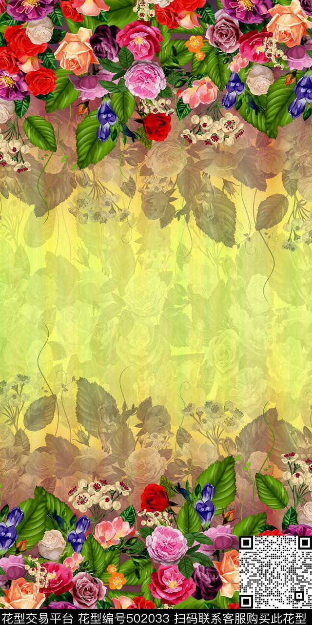 花卉定位田园数码印花华亿平台下载（图片编号: 502033） - 瓦栏（Walan）
