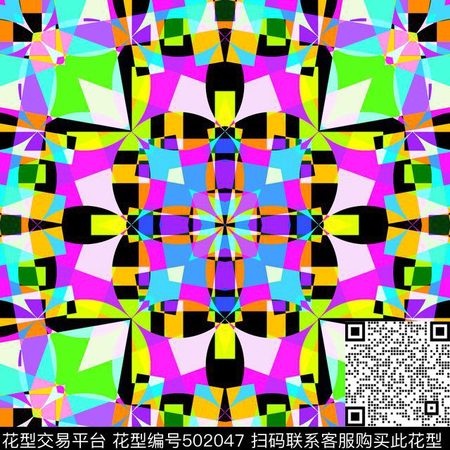色彩几何拼图传统印花华亿平台下载（图片编号: 502047） - 瓦栏（Walan）