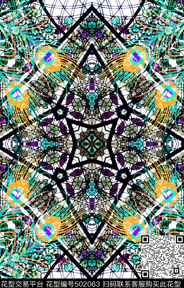 欧式教堂孔雀数码印花华亿平台下载（图片编号: 502063） - 瓦栏（Walan）