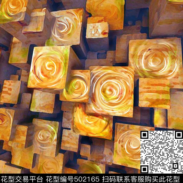 抽象立体传统工艺F几何条纹数码印花华亿平台下载（图片编号: 502165） - 瓦栏（Walan）