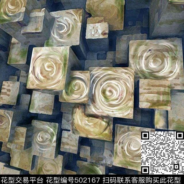 抽象立体传统工艺F几何条纹数码印花华亿平台下载（图片编号: 502167） - 瓦栏（Walan）