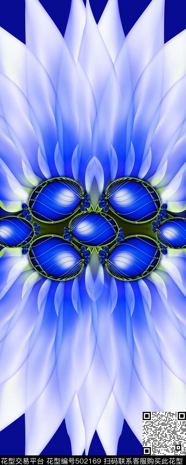 白色花卉时尚定位数码印花华亿平台下载（图片编号: 502169） - 瓦栏（Walan）