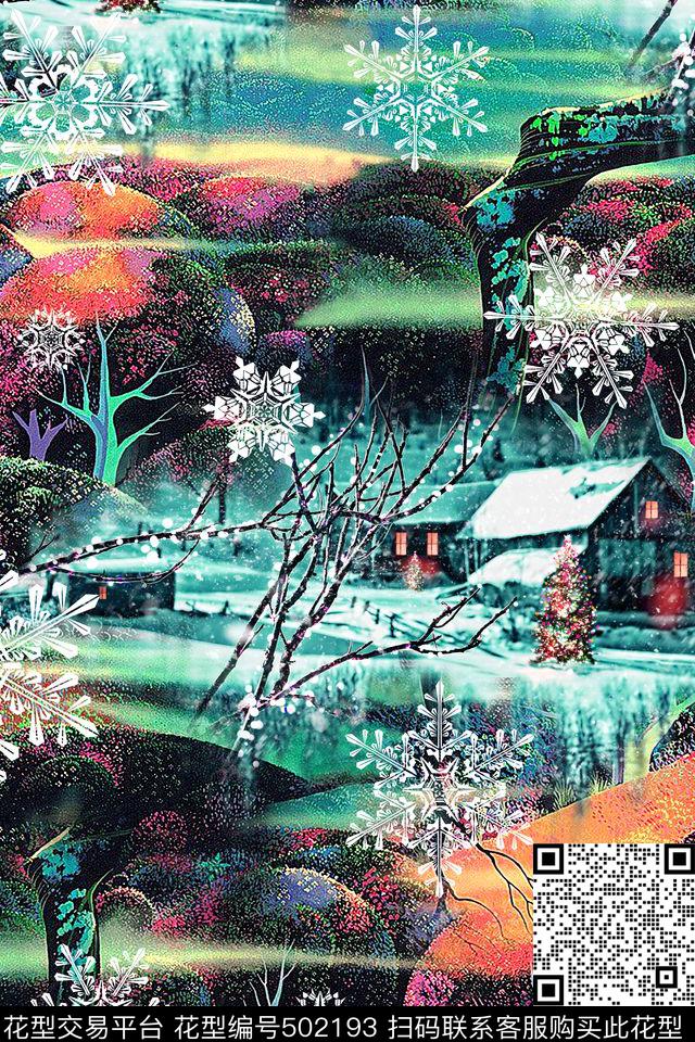 雪景雪花风景照片数码印花华亿平台下载（图片编号: 502193） - 瓦栏（Walan）