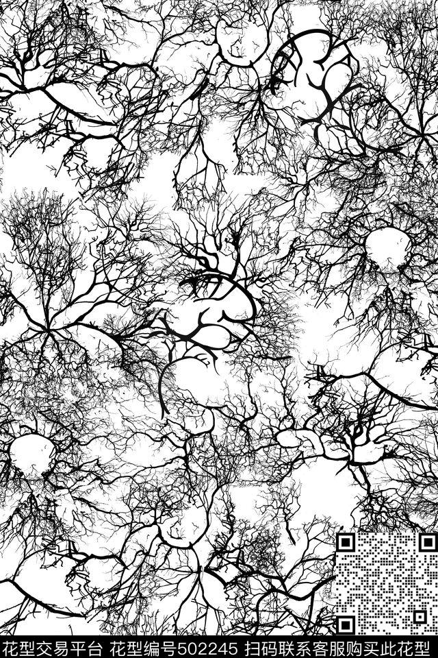抽象大牌树枝传统印花华亿平台下载（图片编号: 502245） - 瓦栏（Walan）
