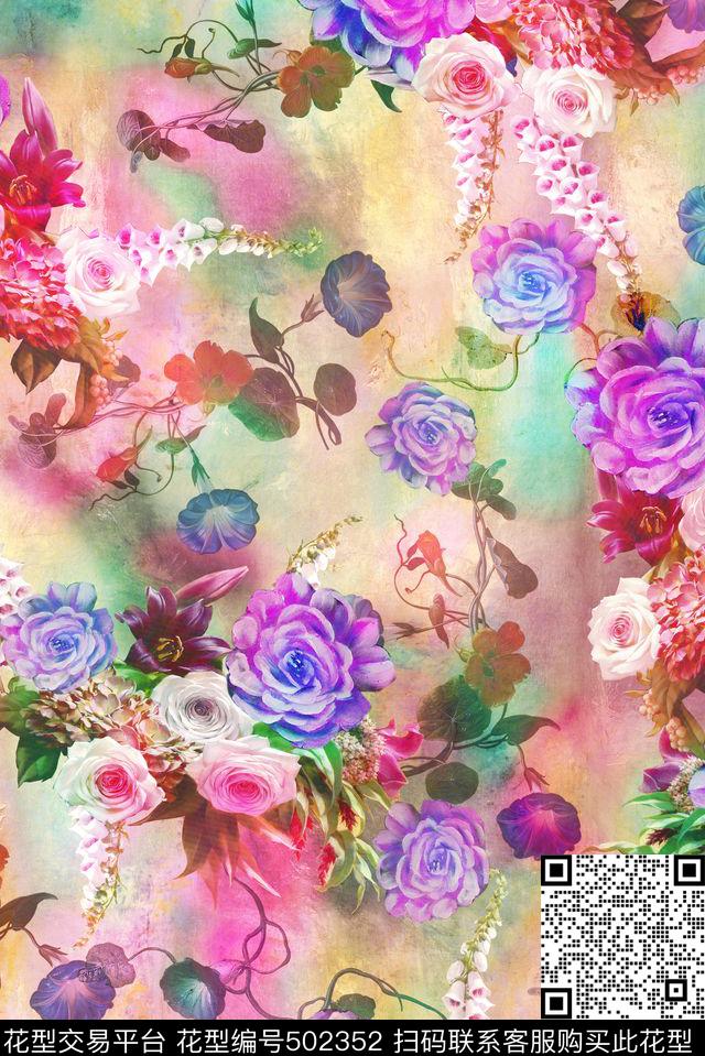 花卉数码印花华亿平台下载（图片编号: 502352） - 瓦栏（Walan）