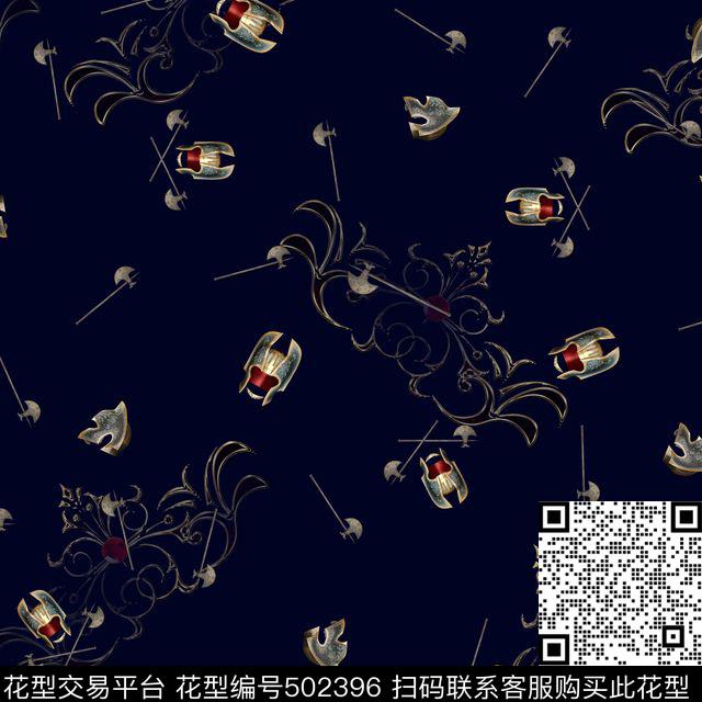 男装衬衫骑士、铠甲、头盔、欧式花纹、长柄斧男装衬衫栏数码印花华亿平台下载（图片编号: 502396） - 瓦栏（Walan）