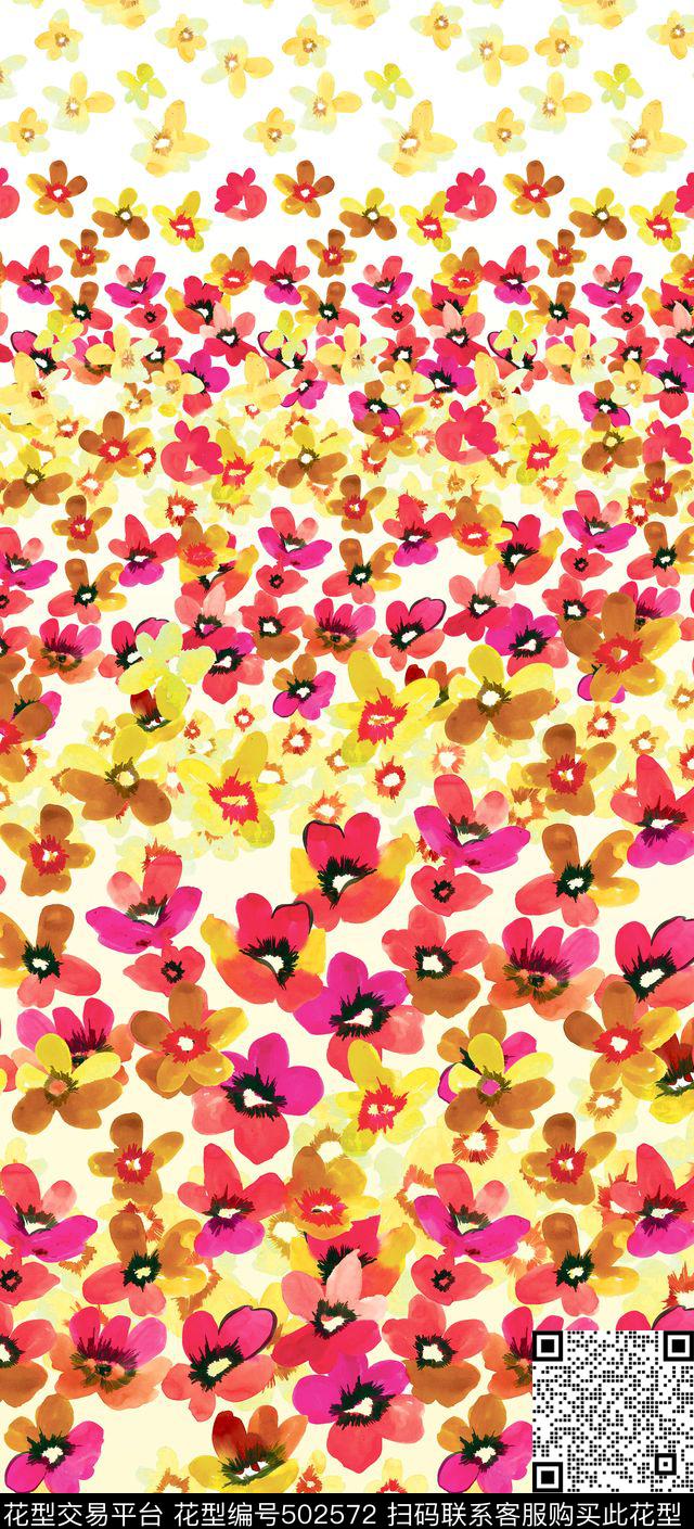 原创浪漫花卉数码印花华亿平台下载（图片编号: 502572） - 瓦栏（Walan）