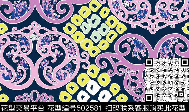原创民族几何数码印花华亿平台下载（图片编号: 502581） - 瓦栏（Walan）