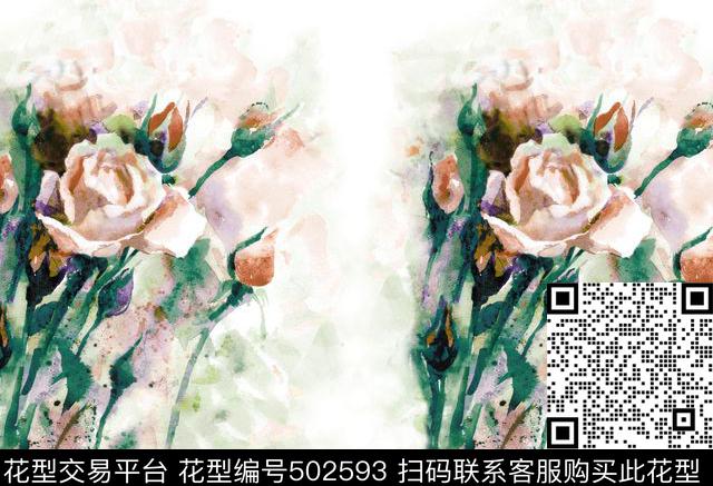 原创浪漫花卉数码印花华亿平台下载（图片编号: 502593） - 瓦栏（Walan）
