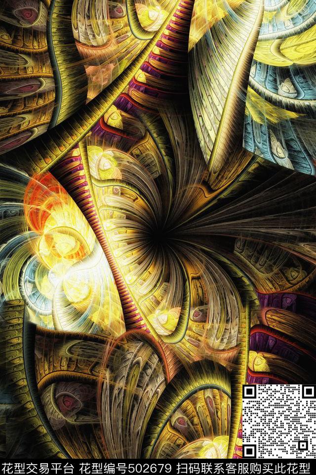 流行时尚炫彩抽象分形肌理服装面料华亿平台数码印花华亿平台下载（图片编号: 502679） - 瓦栏（Walan）