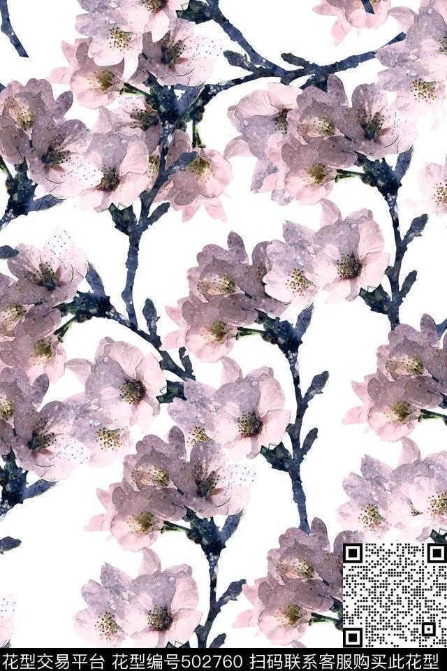 大牌花卉桃花数码印花华亿平台下载（图片编号: 502760） - 瓦栏（Walan）