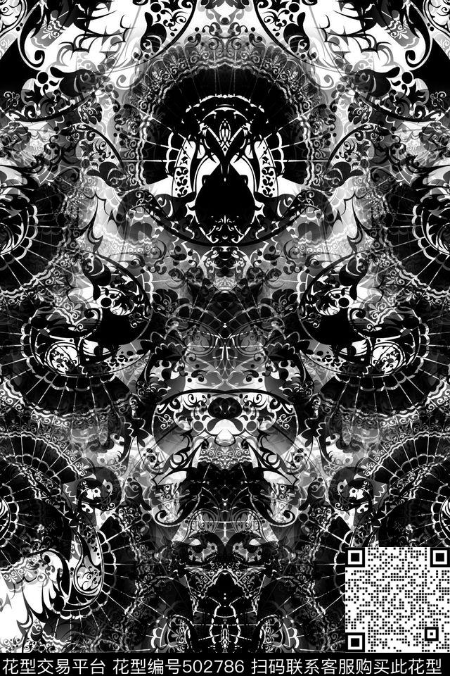 抽象风宫廷复古霸气男装数码印花华亿平台下载（图片编号: 502786） - 瓦栏（Walan）