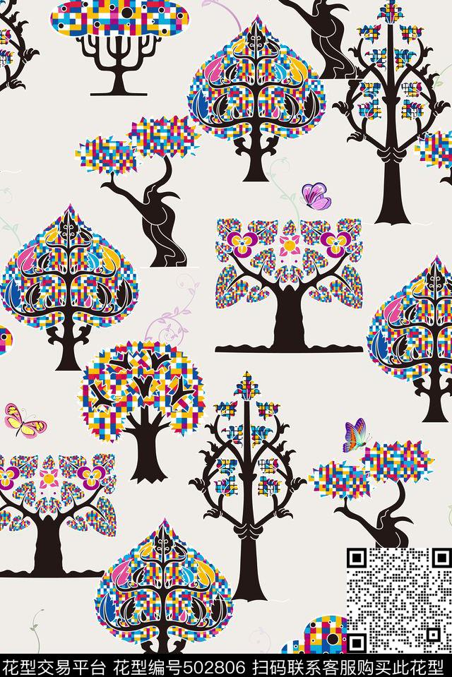 蝴蝶马赛克矢量传统印花华亿平台下载（图片编号: 502806） - 瓦栏（Walan）