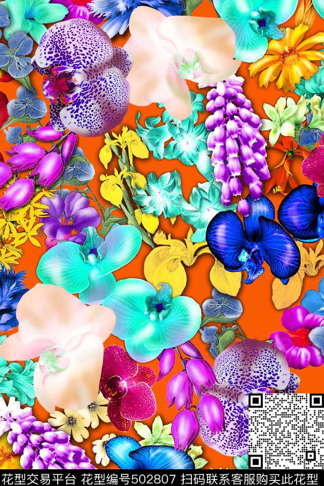 花卉写实燕尾花数码印花华亿平台下载（图片编号: 502807） - 瓦栏（Walan）