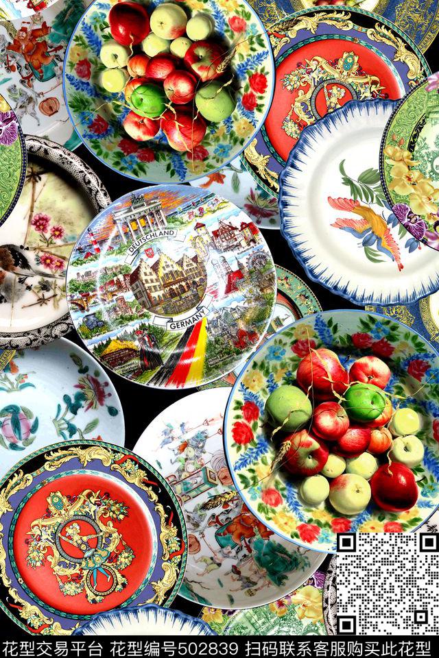 复古欧式盘子数码印花华亿平台下载（图片编号: 502839） - 瓦栏（Walan）