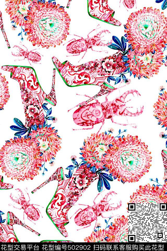 中国风青花瓷时尚数码印花华亿平台下载（图片编号: 502902） - 瓦栏（Walan）