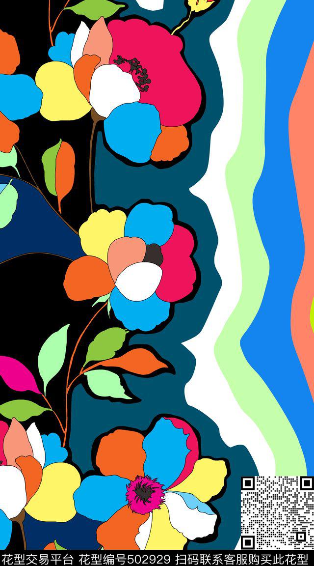花卉手绘、素雅花卉、渐变、色块绚丽花园传统印花华亿平台下载（图片编号: 502929） - 瓦栏（Walan）