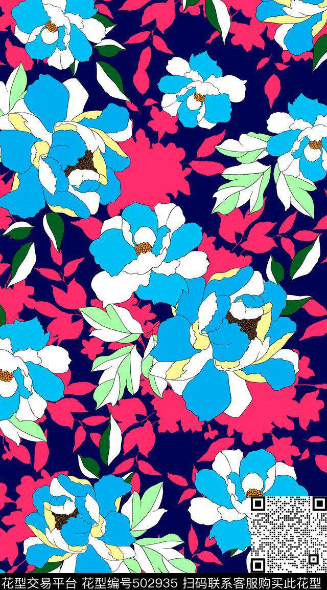 花卉绚丽花园传统华亿平台传统印花华亿平台下载（图片编号: 502935） - 瓦栏（Walan）